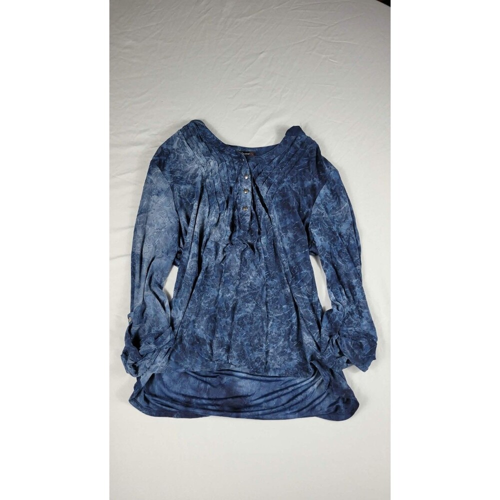 Cocomo Petite Blue Button up Blouse Ruffle front